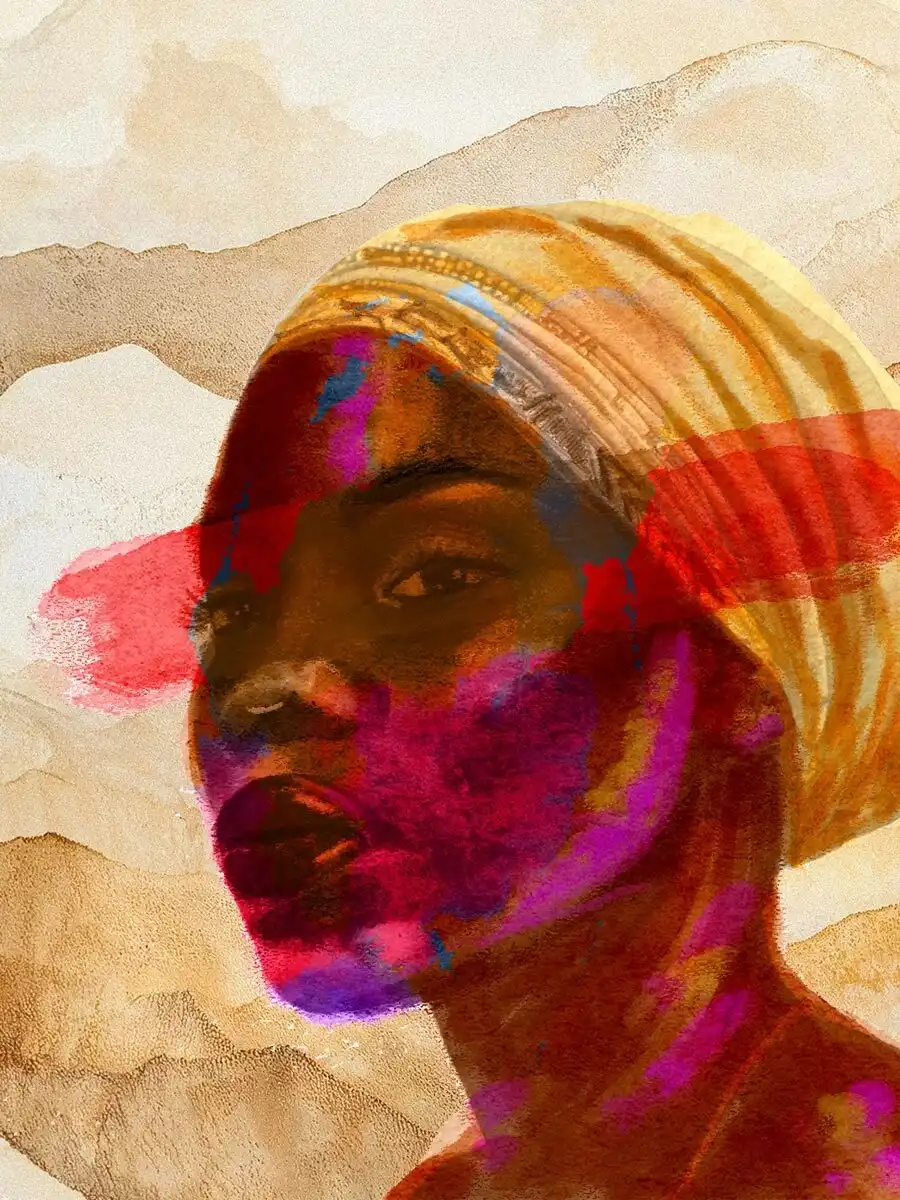 Ilustración de una joven con pañuelo