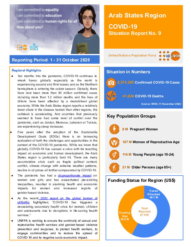 COVID-19 Situation Report No. 9 for UNFPA Arab States