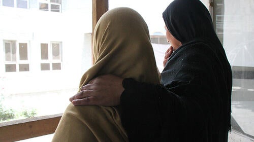 Zarmina and her mother. Some members of their family have blamed Zarmina for the abduction, but her mother has stood by her. © UNFPA Afghanistan